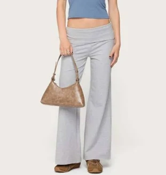 Edikted Women's Wide Leg Fold-Over Pants