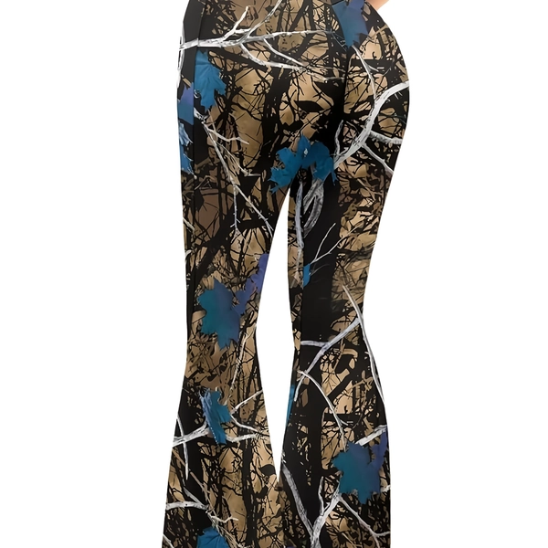 Plus Size - Plus Size - Fashionable Printed Bell-Bottom Pants for Plus-Size Women