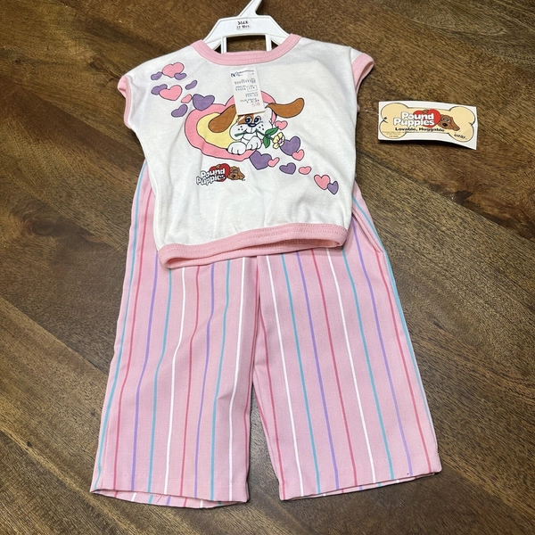 Vintage 80s Pound Puppies Elkay Baby Toddler 2 Piece Outfit 12m NEW
