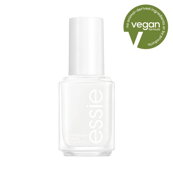 essie Salon-Quality Nail Polish, Vegan, yes i canyon (burnt orange), rocky rose (terracotta orange), bed rock & roll (deep red-brown), into the a-bliss (dirty pink mauve), peach side babe (peachy coral), off tropic (forest green), skinny dip (light peach), wild nude (light tan), toned down (steel gray), on mute (charcoal gray), in plane view (deep teal), you do blue (periwinkle blue), free to roam (pastel pink), check your baggage (bright yellow), check in to check out (midtone coral), not red-y for bed (rich cherry red), home by 8 (black), seas the day (mint green), unguilty pleasures (green), ripple reflect (cornflower blue), congrats (opalescent glitter), birthday girl (iridescent pink), all fun & games (light yellow), slumber party-on (bright pink), handmade with love (coral red), going steady (milky ivory), s'il vous play (metallic pink), drive-in & dine (raspberry purple), snooze in (coral), clambake (bright red-orange), the snuggle is real (midtone nude), piece of work (vivid lime green), caught in the rain (green), frilly lilies (midtone orange), in pursuit of craftiness (cool lavender), to me from me (blue), swoon in the lagoon (midtone magenta), waltz (), wink of sleep (purple), suits you swell (pink-purple), crochet away (grayish brown), throw in the towel (rosy pink), pencil me in (magenta pink), no to-do (brown), boatloads of love (off-white), any-fin goes (vibrant tangerine), willow in the wind (vibrant green), angora cardi (deep rose), imported bubbly (golden shimmer), fiji (pastel pink), forever yummy (tango red), ballet slippers (sheer pale pink) , bachelorette bash (fuchsia pink), cute as a button (bright coral), chinchilly (granite gray), eternal optimist (warm rose pink), muchi muchi (mid-tone pink), watermelon (bright fuchsia pink), wicked (deep blood red), licorice (jet black), turquoise & caicos (muted green), limo-scene (sheer light pink), lilacism (lilac purple), sugar daddy (sheer light pink), mademoiselle (sheer pale pink), marshmallow (cloudy white), mod square (electric hot pink), mrs. always right (berry red), play date (electric purple), smokin' hot (warm dark gray), bikini so teeny (cornflower blue), good as gold (gold metallic), metallic finish (copper), butler please (bright blue), mint candy apple (mint green), lady like (nude), blanc (snowy white), go ginza (soft purple), bahama mama (deep plum), vanity fairest (sheer shimmer pink), bordeaux (deep red wine), berry naughty (deep berry), she's pampered (bright red), for the twill of it (gray shimmer), hi maintenance (sheer pale pink), find me an oasis (pale blue), after school boy blazer (blue black), geranium (red-orange), summit of style (gold glitter), tuck it in my tux (sheer white), topless & barefoot (nude), in the cab-ana (aqua blue), minimalistic (sheer pink)
