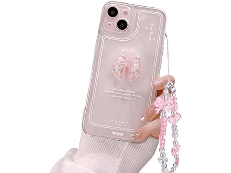 Ownest Compatible for iPhone 13 Cute 3D Pink Bowknot Slim Clear Aesthetic DesignWomen Teen Girls Camera Lens Protection Phone Cases Cover