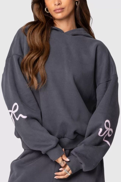 Edikted Bonney Bow Detail Hoodie Sweatshirt