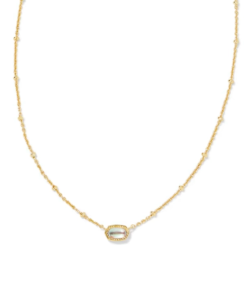 Mini Elisa Gold Satellite Short Pendant Necklace in Ivory Mother-of-Pearl