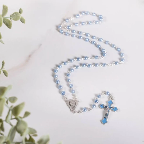 Pearlized Baby Rosary - Boy