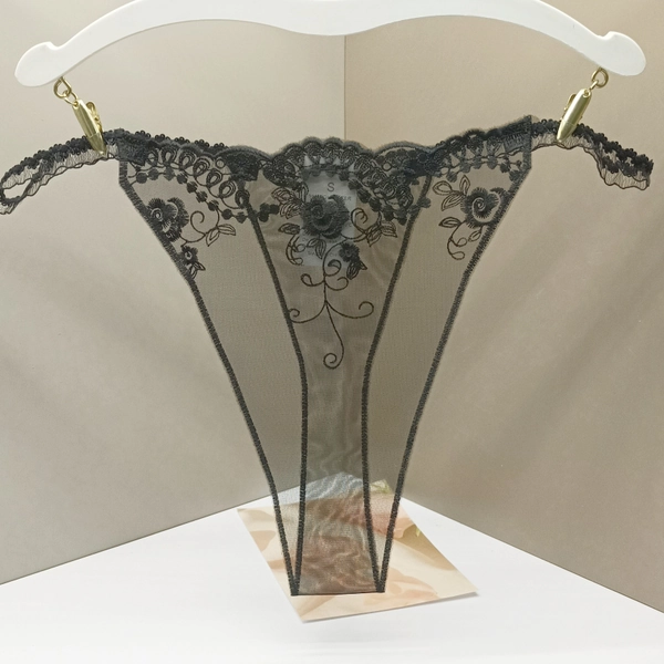 Sheer Thong Embroidered Flower G-String, Women'S Sexy Panties