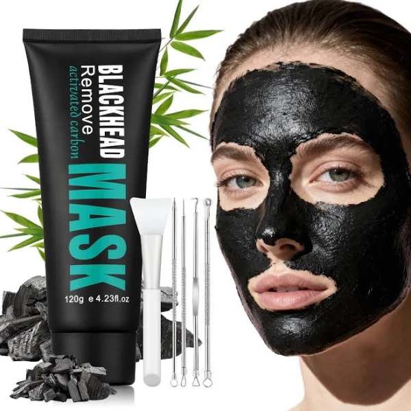 Blackhead Remover Mask Kit, Purifying Charcoal Peel Off Face Mask for Women & Men Pore Cleansing, Includes Blackhead Extractor Tools, Vegan,