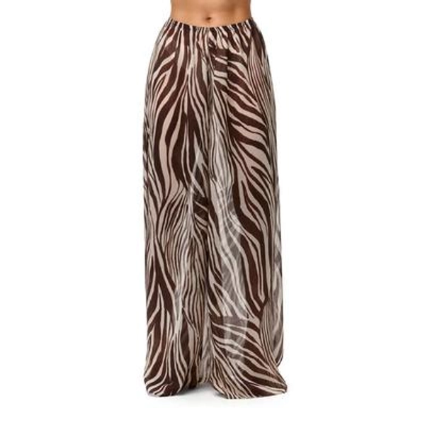 Naked Wardrobe Pleated Chiffon Wide Leg Pants in Wild Riviera at Nordstrom, Size Medium