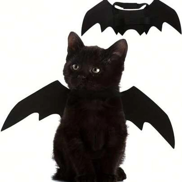 Adjustable Bat Wings Pet Costume - Soft Polyester Material, Suitable For Cats And Small Dogs, Perfect For Halloween Role Play And Dress-Up Games - Size Bat Wings, One Size Fits All