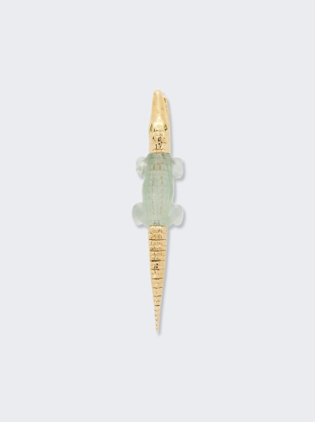 Alligator Green Amethyst Bite Earring 18k Yellow Gold