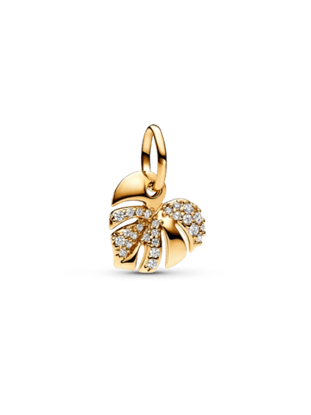 Sparkling Monstera Leaf Dangle Charm