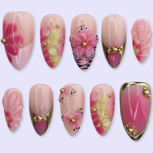Orchid of Spring Handmade Spring Nail Art
