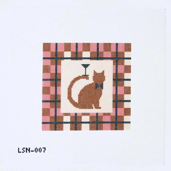 Pink Martini Cat Needlepoint Canvas