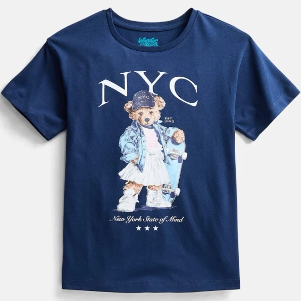 Wonder Nation Girls' Skater Bear Graphic Tee