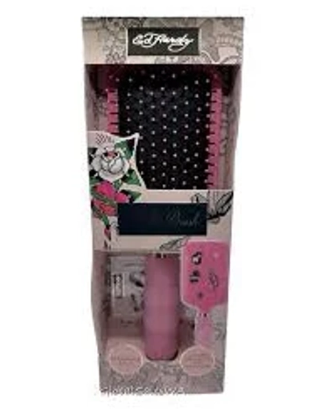 Ed Hardy Paddle Detangler Modern Hair Brush Limited Edition Fun Stickers NIB