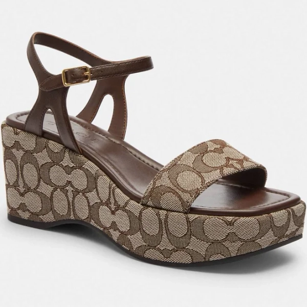 Coach Gale Wedge Sandal In Signature Jacquard Women's