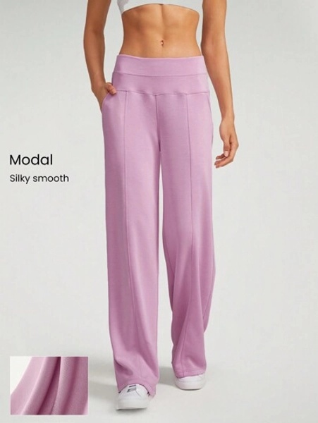GLOWMODE Modal Silk Touch Wide Leg High Waist Lounge Pants 