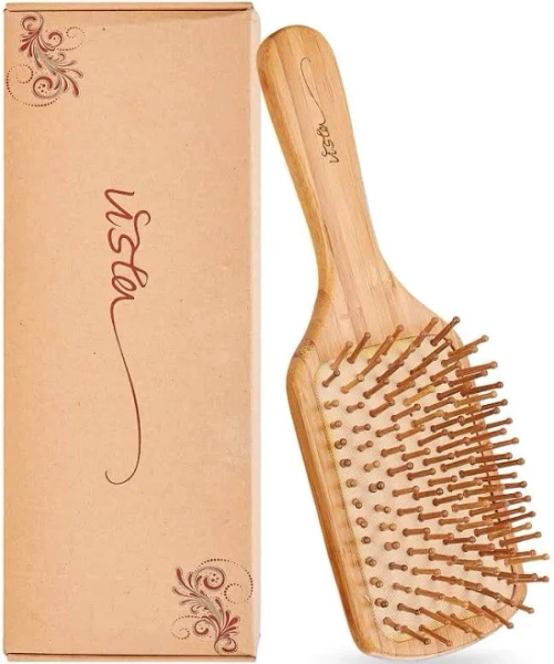 Vista Bamboo Hair Brush Detangling Hairbrush for All Hair Types | No More Tangle&Anti-Static Natural Bamboo Detangling Hair Brush Air-Cushioned