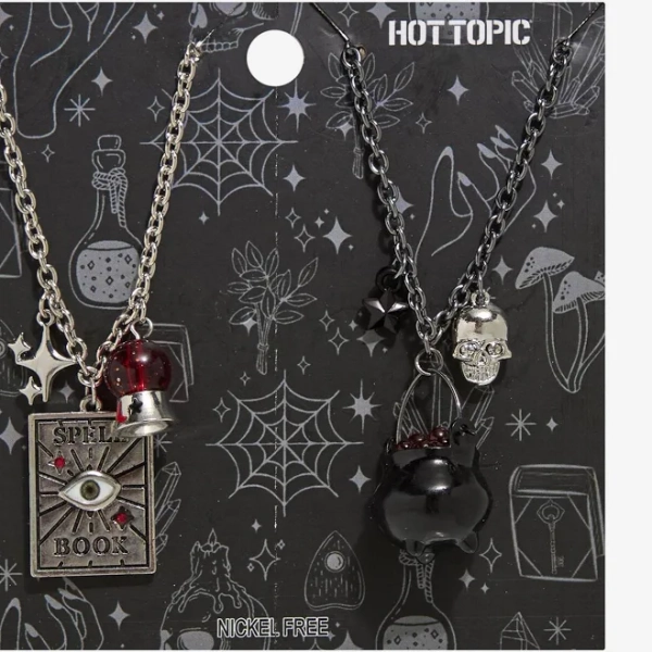 Witchy Cauldron Spell Book Necklace Set