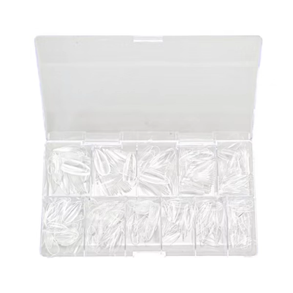 Unique Bargains Women's Full Coverage Almond Gloss Fake Nails Clear 1 Set