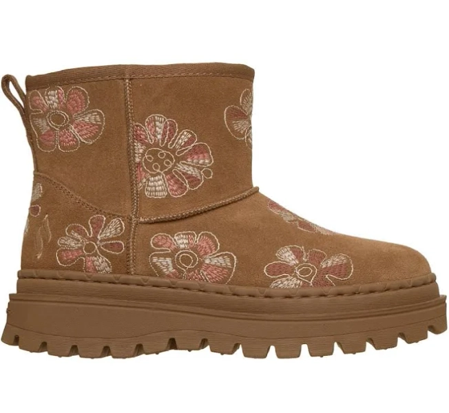 SKECHERS Women's Jammers Floral Chic Leather Boots