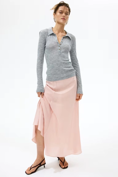 Satin Maxi Skirt - Peach pink
