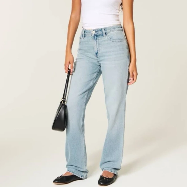 Hollister Women's High-Rise Light Wash Straight Jeans