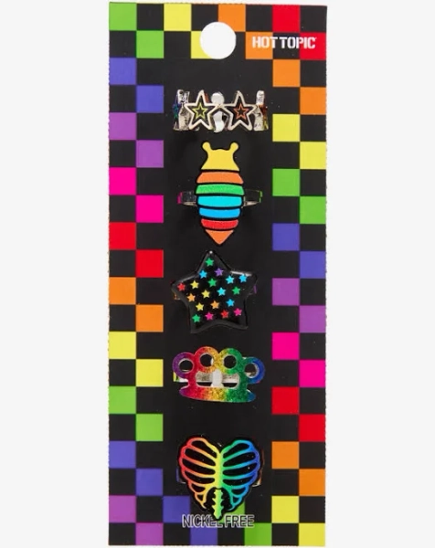 Rainbow Star Slug Ring Set