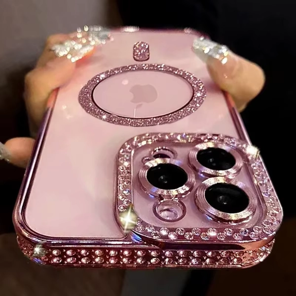 New Fashion Glitter Diamond Transparent Case For iPhone 16 15 14 13 17 12 Pro Max 16 Plus Magnetic Wireless Charge Bumper Cover - AliExpress 202192403