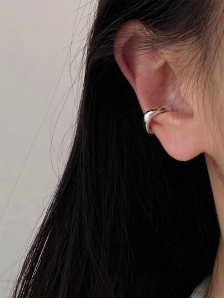 Nooxian 2pcs Minimalist U-Shaped Smooth Clip-On Earrings For Non-Pierced Ears, Suitable For Daily Wear