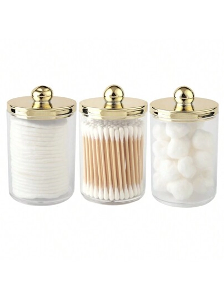 Swab Ball Pad Holder, Plastic Storage Container With Lid, 10 Oz Qtip Apothecary Jar Clear Storage Box Makeup Organizer, Bathroom Containers Dispenser,For Holiday Beach, Bathroom Collection, Bedroom Collection, Large Capacity