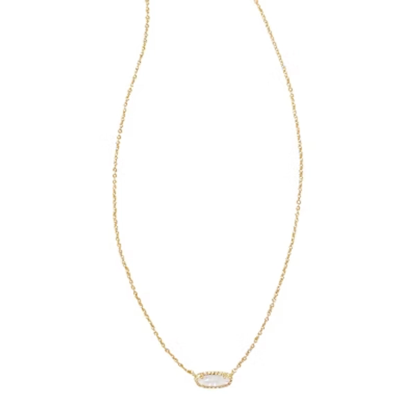 Kendra Scott Emma 14K Gold Over Brass Pendant Necklace - Mother of Pearl: Lobster Claw Clasp, 19" Length