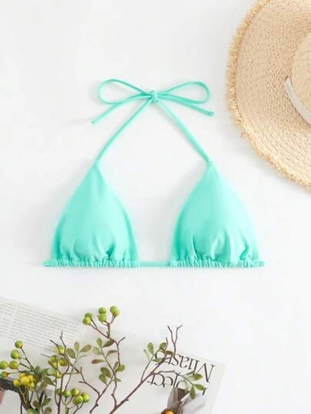 SHEIN Swim Summer Beach Halter Triangle Bikini Top