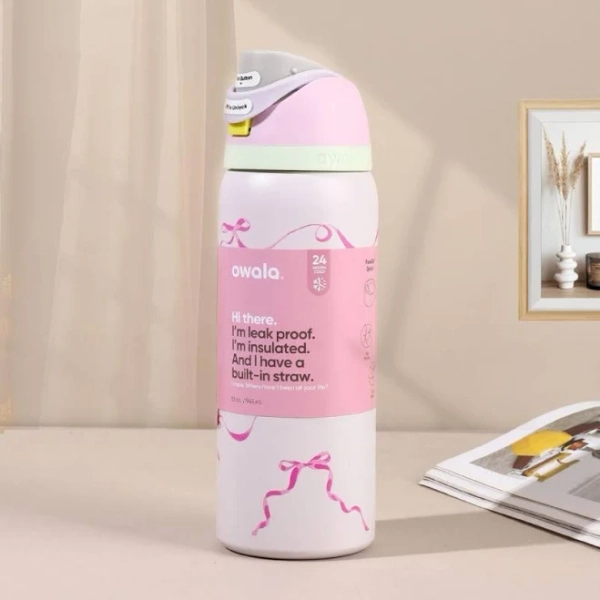 Owala 32oz Water Bottle Tied And True Pink Bows Limited Edition