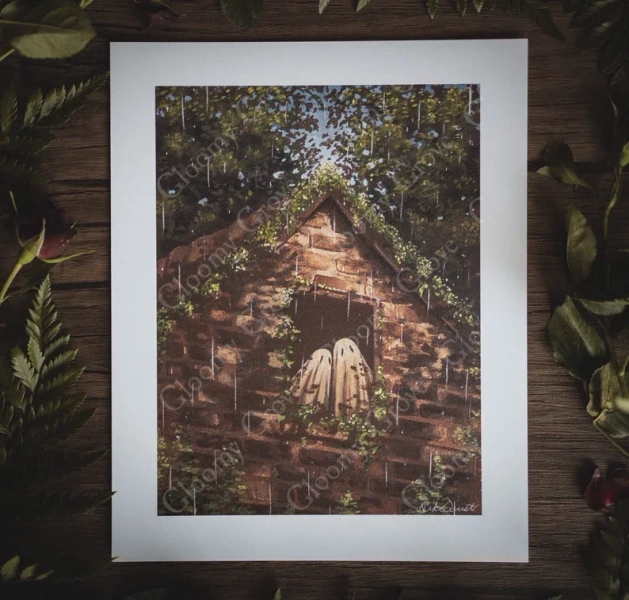 8x10in Fine Art Print | "Quite Some Time" | Spooky Ghost | Fall Artwork | Halloween | Black Cat