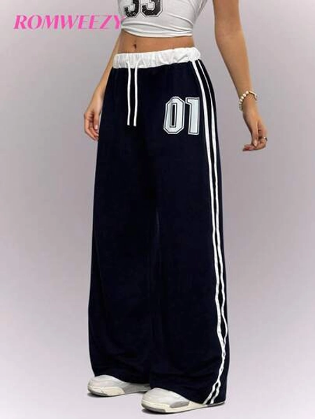 Sensorimotor Kids Casual Street Hip-Hop Style Cropped Letter Print Sports Pants, Suitable For Teen GirlOutdoor, Street Photography, School Wear Fall Winter