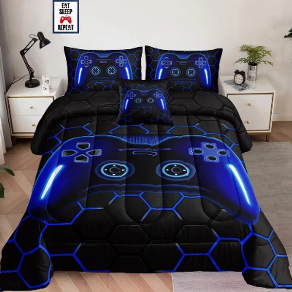 Angel Sar 5 Piece Twin Bed in a Bag for Boys, Gaming Bedding Set with Comforter, Sheets and Pillowcase, Perfect for Kids Room Decor