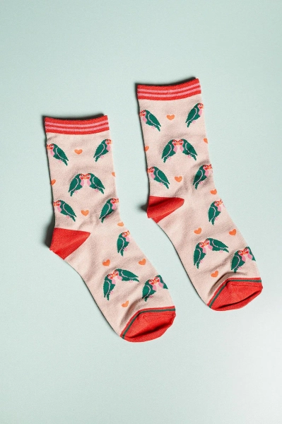 Birds & Hearts Bamboo Socks | size 3-7