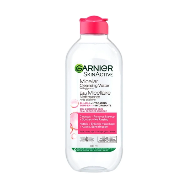 Garnier Micellar Water Face Wash & Makeup Remover for Dry Skin, 400 mL