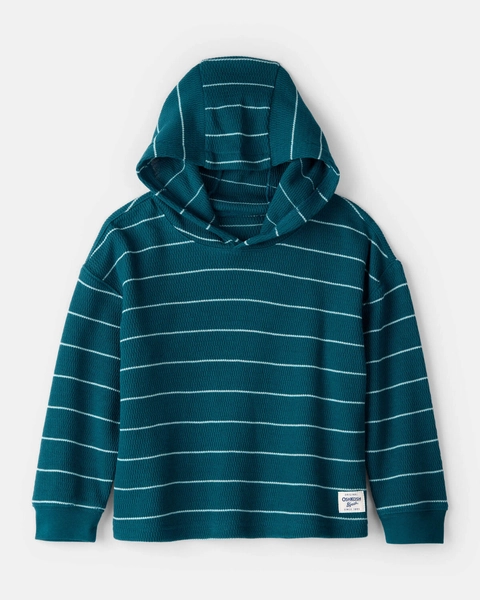 Toddler Striped Long-Sleeve Hooded Top - Blue