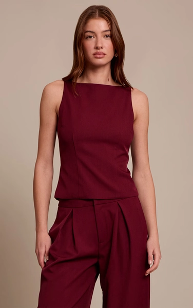 Wine Racer Neck Detail Top | Co-ords | PrettyLittleThing USA