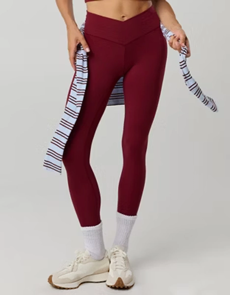 OFFLINE By Aerie Real Me High Waisted Crossover Legging- Deep Cherry, S Short