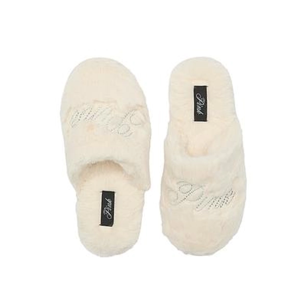 Faux-Fur Closed-Toe Slippers, White/ivory, XL - Women's - PINK