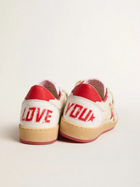 Women’s Ball Star Wishes in white leather with a red star and heel tab