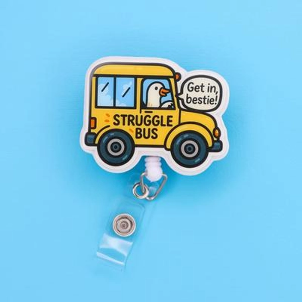 Funny Nurse Badge Reel: Struggle Bus Retractable ID Holder