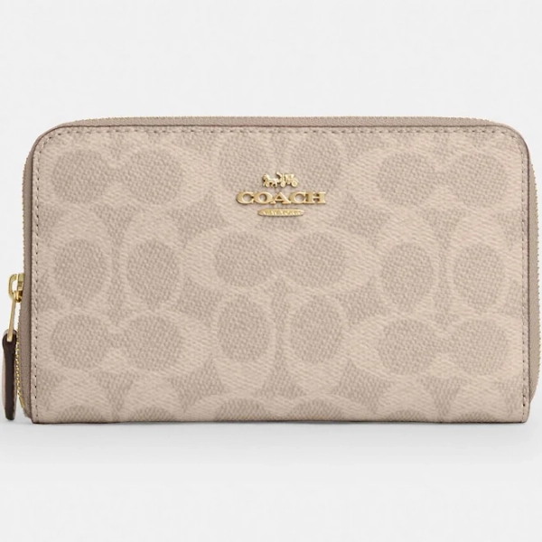 Coach Women's Signature Canvas Medium ID Zip Wallet