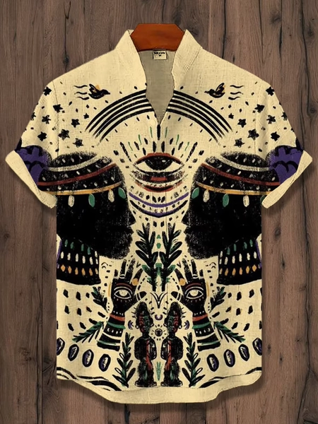 2025 Vintage African Style Men's Retro Ethnic Tribal Short Sleeve Shirt Tops Fashion Casual Vacation Streetwear Men's Shirt - AliExpress 200000343