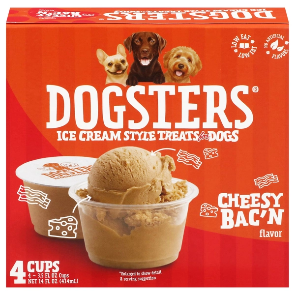 Dogsters Ice Cream Style Cheesy Bac'n Flavor 3.5 fl oz Cup, 4 Count - Walmart.com