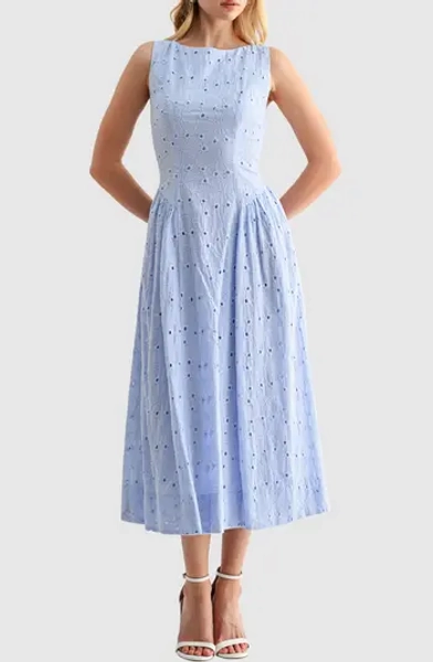 Broderie Anglaise Fit & Flare Midi Dress