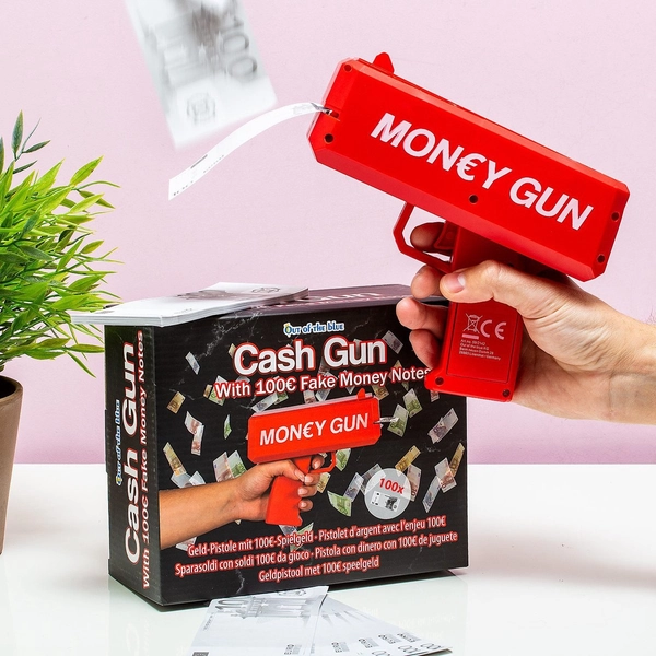Out of the Blue Money Gun - Geld pistool met 100 nepbiljetten - Rood
