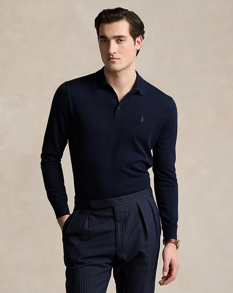 Washable Wool Polo-Collar Jumper 